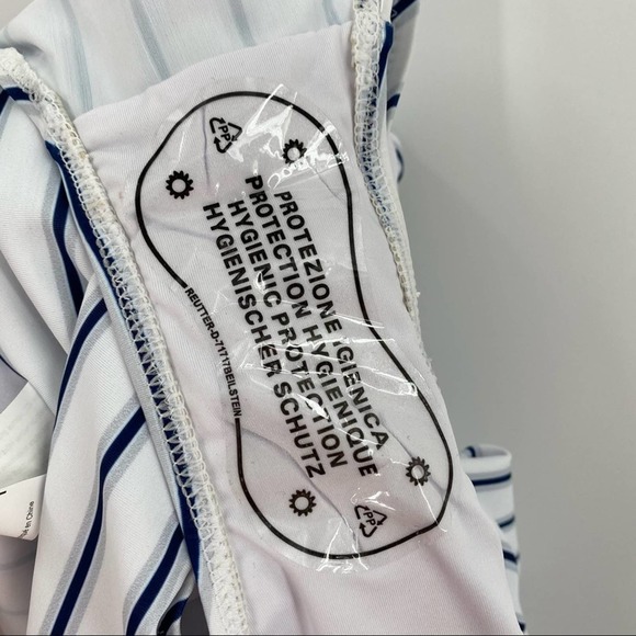 NEW Selfiego Blue White Striped One Piece Swimsuit - Picture 8 of 10